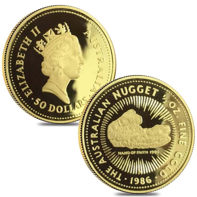 1986 1.85 oz Australian Nugget Proof Gold 4-Coin Set (w/Box & COA)