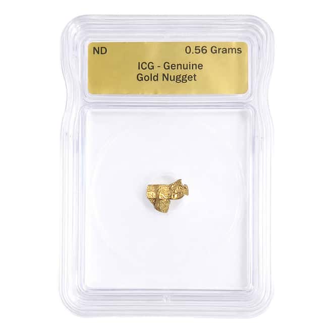 0.56 Gram Gold Nugget ICG Genuine
