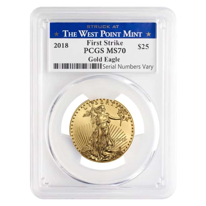 2018 1.85 oz Gold American Eagle 4-coin Set PCGS MS 70 First Strike - West Point