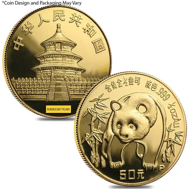 Chinese 1.9 oz Gold Panda 5-Coin Proof Set (Random Year, w/Box & COA)
