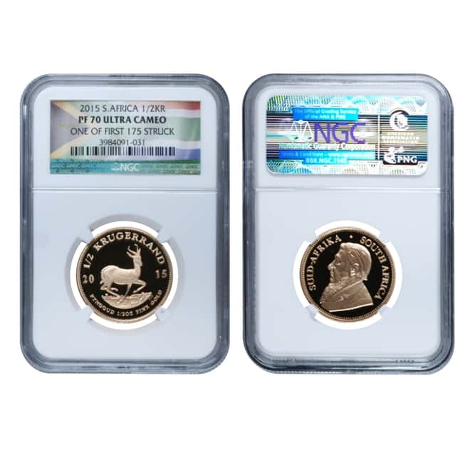 2015 1.85 oz Proof Gold South African Krugerrand 4-Coin Set NGC PF 70 UCAM First Struck (w/Box & COA)