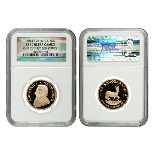 2014 1.85 oz Proof Gold South African Krugerrand 4-Coin Set NGC PF 70 UCAM First Struck (w/Box & COA)