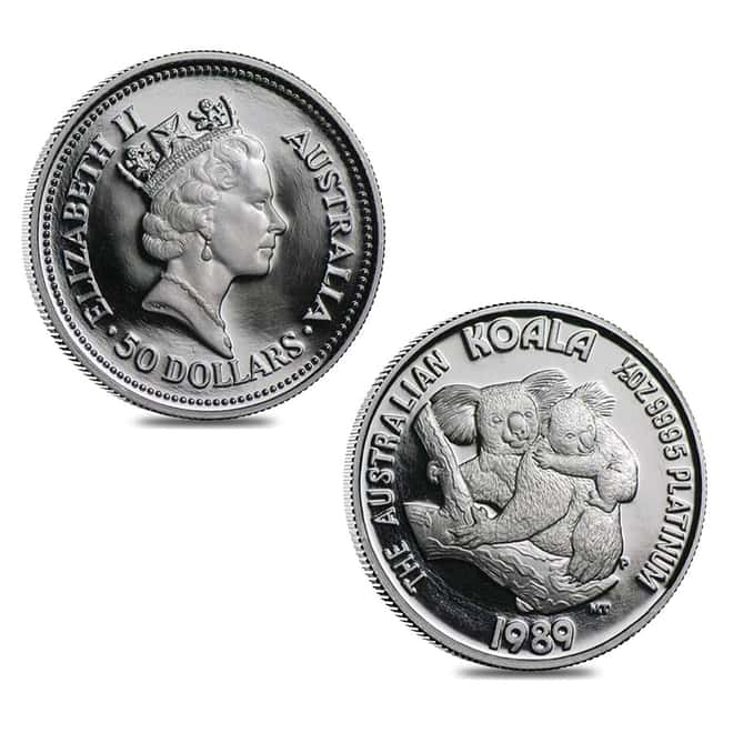 1989 Australia 1.9 oz Proof Platinum Koala 5-coin Set .9995 Fine (w/Box)