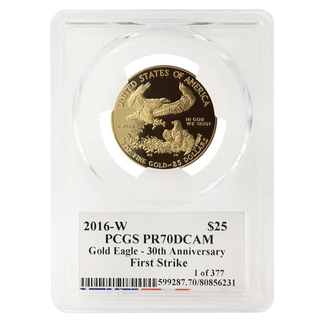 2016 W 1.85 oz Proof Gold American Eagle 4-coin Set PCGS PF 70 DCAM FS - 30th Anniv (Edmund Moy Signature) 