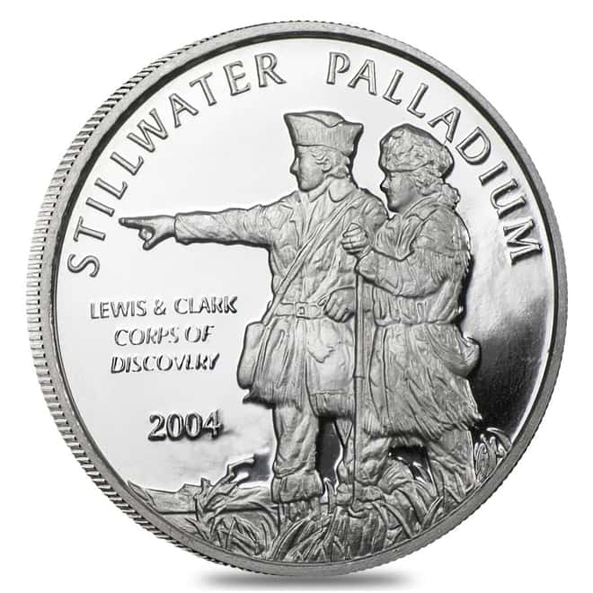 1/2 oz Johnson Matthey Lewis & Clark Palladium Round .9995 Fine