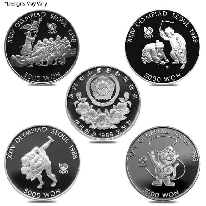 1/2 oz South Korea 5,000 Won 1988 Seoul Olympics Proof Silver Coin (Random Design)