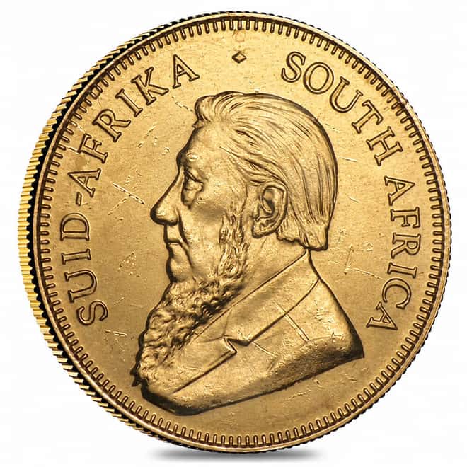 1/10 oz South African Krugerrand Gold Coin (Random Year, Abrasions)