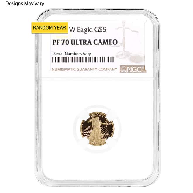 1/10 oz $5 Proof Gold American Eagle NGC/PCGS PF 70 (Random Year)