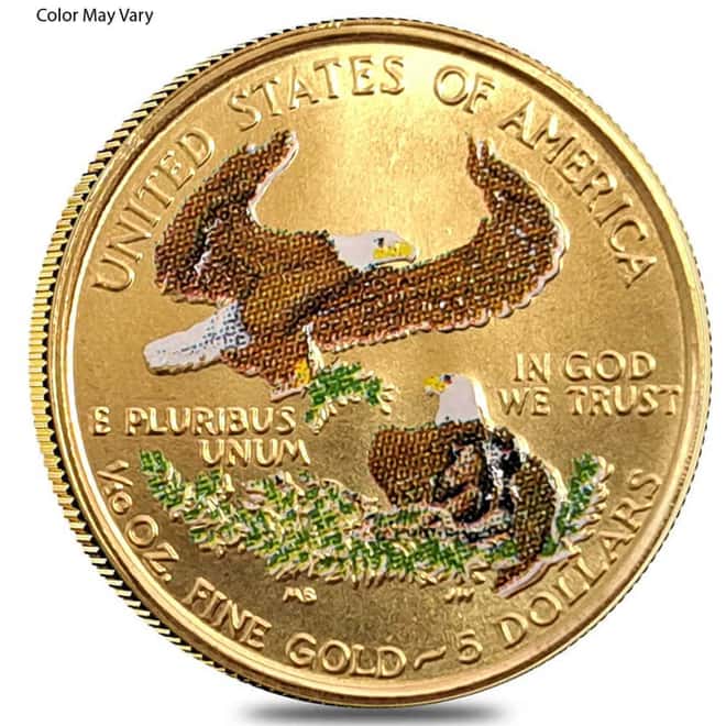1/10 oz Gold American Eagle $5 Colorized Coin (Random Year)