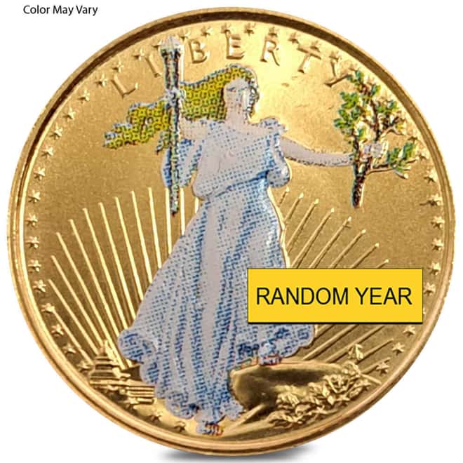 1/10 oz Gold American Eagle $5 Colorized Coin (Random Year)