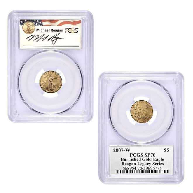 2007-W 1.85 oz Burnished Gold American Eagle 4-Coin Set PCGS SP 70 (Michael Reagan)