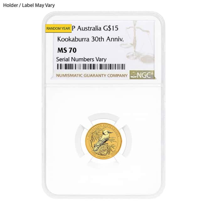 1/10 oz Gold Australian Kookaburra Perth Mint NGC/PCGS MS/PF 70 (Random Year)