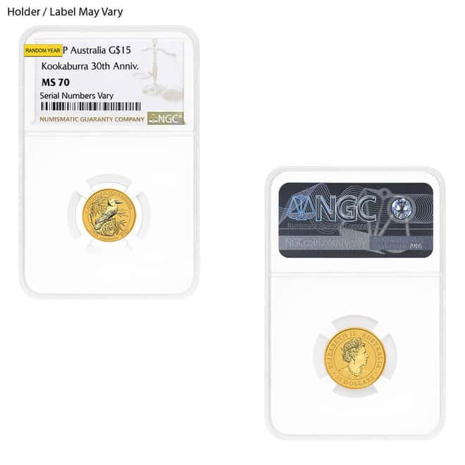 1/10 oz Gold Australian Kookaburra Perth Mint NGC/PCGS MS/PF 70 (Random Year)