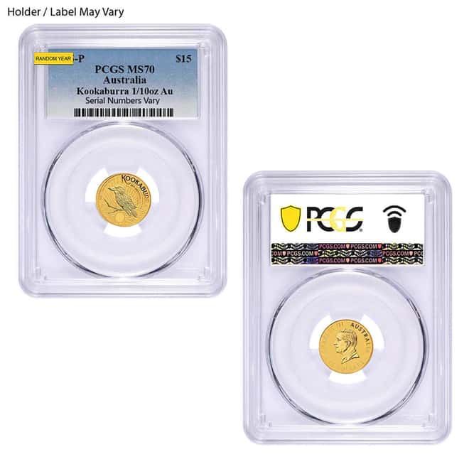1/10 oz Gold Australian Kookaburra Perth Mint NGC/PCGS MS/PF 70 (Random Year)