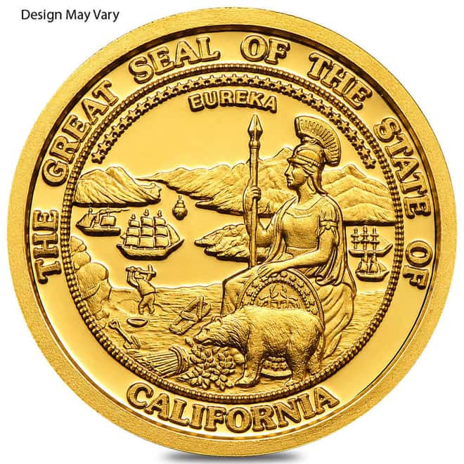 1/10 oz Great Seal of California Gold Round .9999 Fine BU/Proof (Random Year)