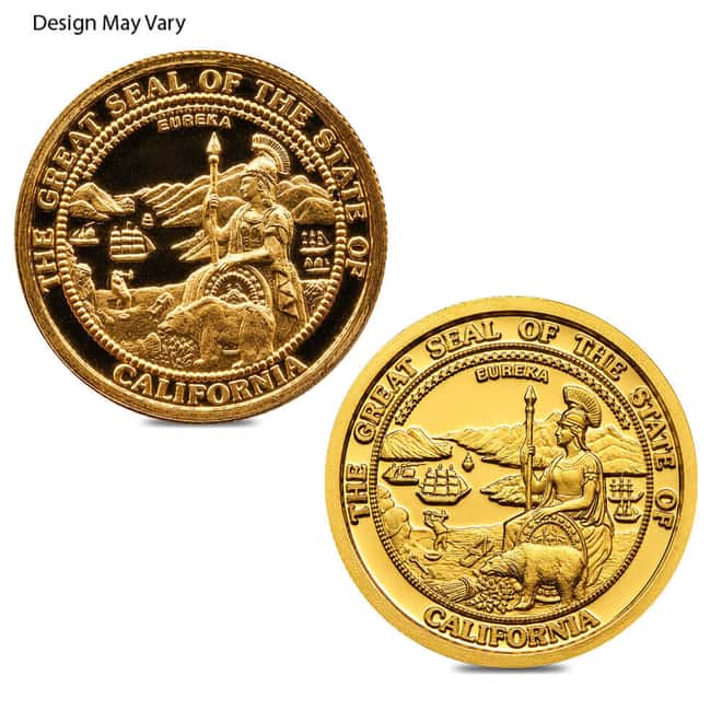 1/10 oz Great Seal of California Gold Round .9999 Fine BU/Proof (Random Year)