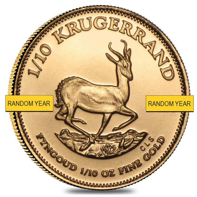 1/10 oz South African Krugerrand Gold Coin (Random Year)