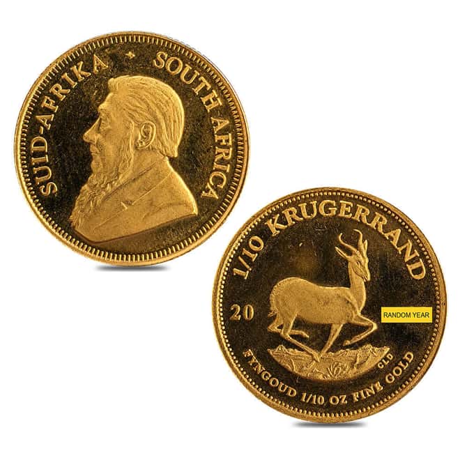 1/10 oz South African Proof Gold Krugerrand Coin Scruffy (Random Year)
