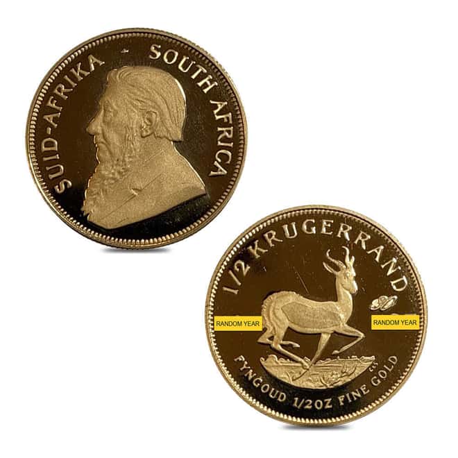 1/2 oz South African Proof Gold Krugerrand Coin Scruffy (Random Year)