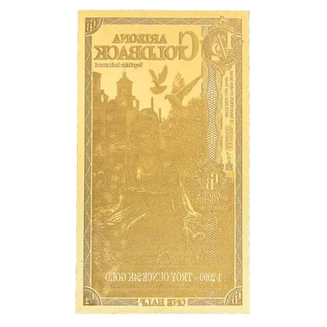 1/2 Arizona Goldback 1/2000 oz 24K Gold Foil Aurum Note