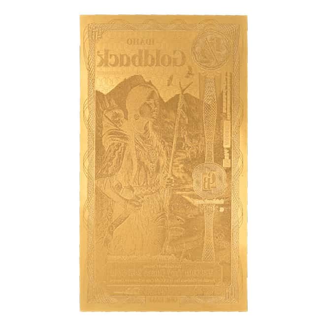 1/2 Idaho Goldback 1/2000 oz 24K Gold Foil Aurum Note