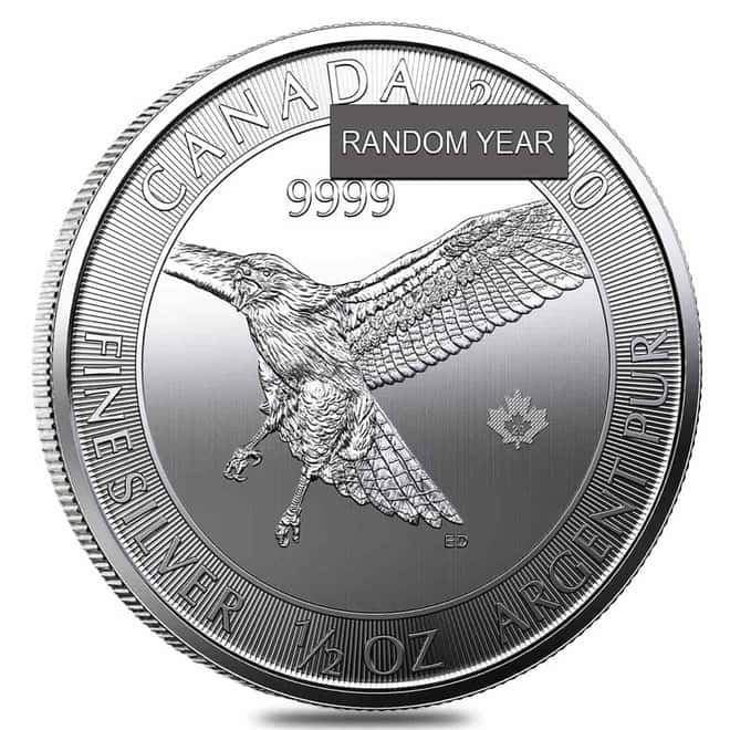 1/2 oz Canada Red-Tailed Hawk Silver Coin BU (Random Year)