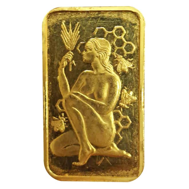1/2 oz Pamp Suisse Lady of the Beehive Gold Bar .9999 Fine (Scruffy)
