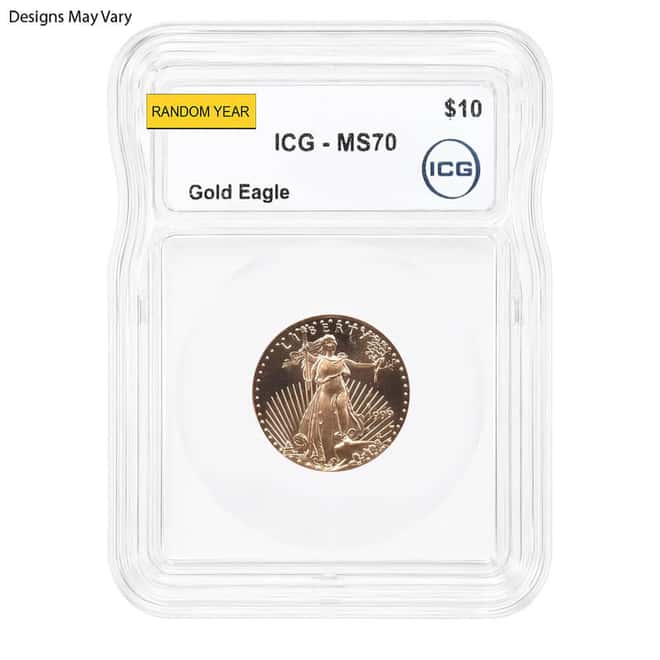 1/4 oz $10 Gold American Eagle ICG MS 70 (Random Year)