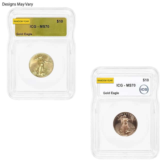 1/4 oz $10 Gold American Eagle ICG MS 70 (Random Year)