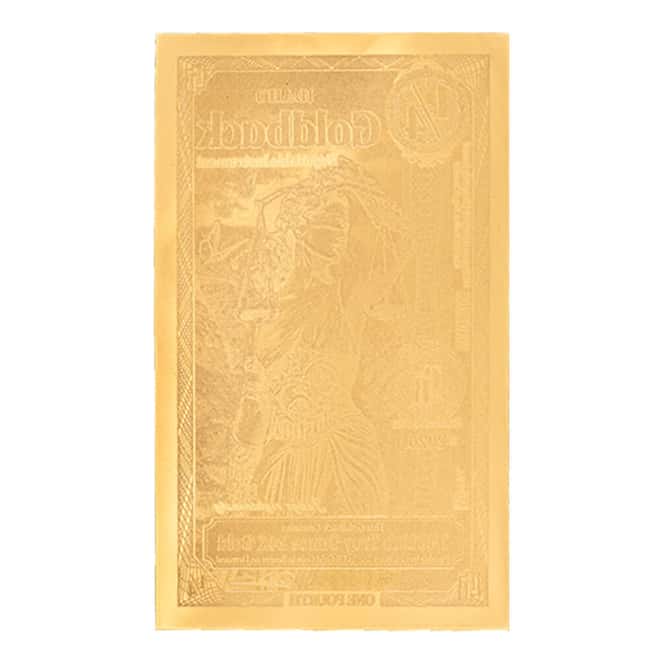 1/4 Idaho Goldback 1/4000 oz 24K Gold Foil Aurum Note