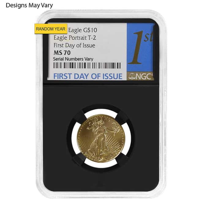 1/4 oz $10 Gold American Eagle NGC MS 70 FDOI (Random Year)