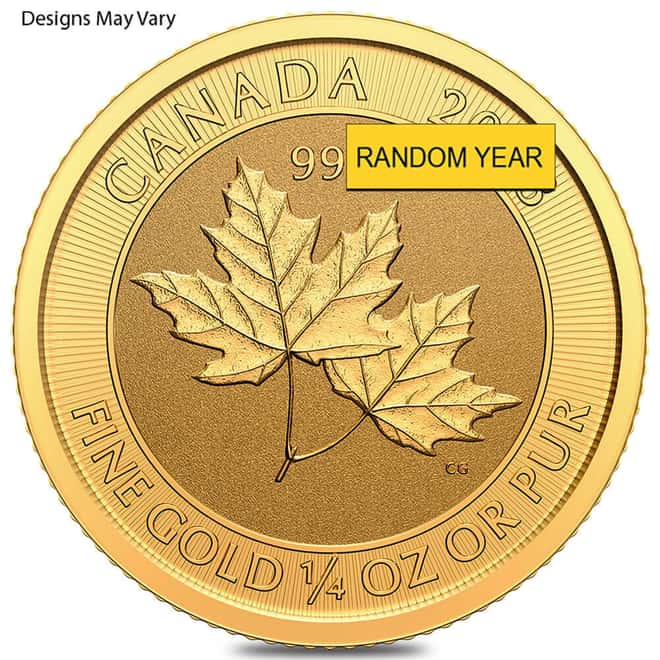 1/4 oz Canadian Twin Maple Leaf Gold Coin .9999 Fine BU (Random Year)
