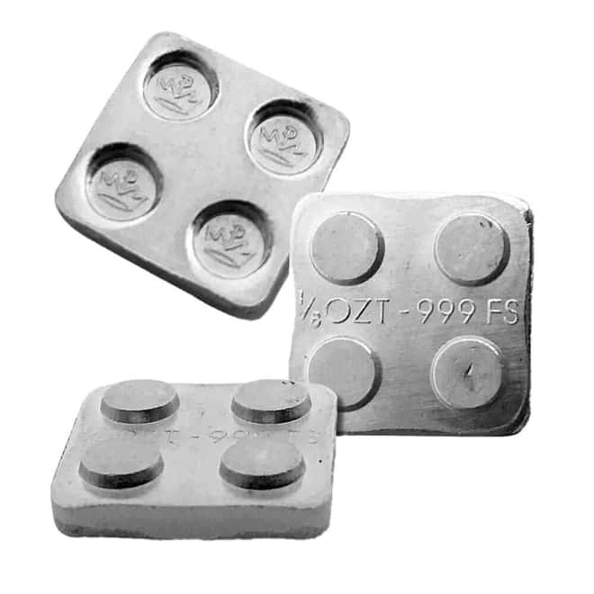 1/8 oz Monarch Precious Metals Building Block Silver Bar .999 Fine