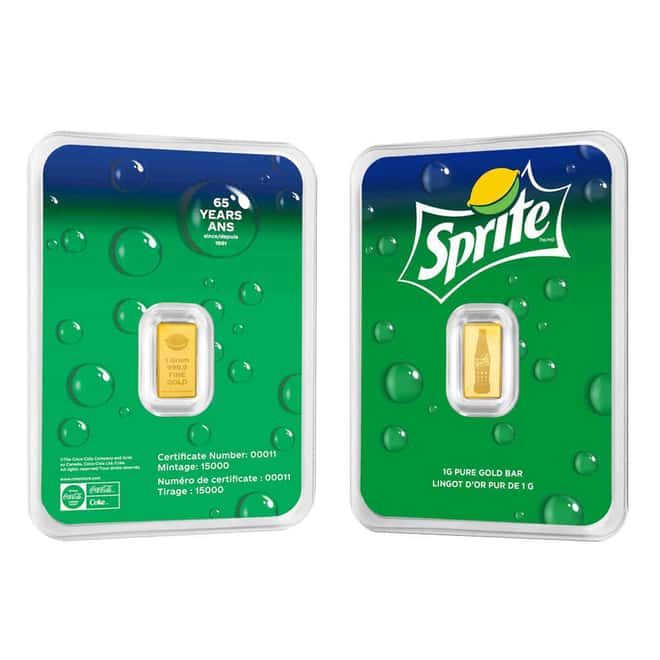 1 Gram Sprite® 65th Ann. Gold Bar .9999 (in TEP)