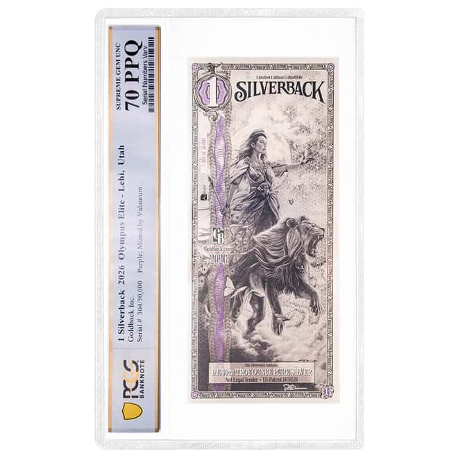 1 Hera Silverback Elite 1/1000 oz Silver Foil Aurum Note PCGS 70 PPQ