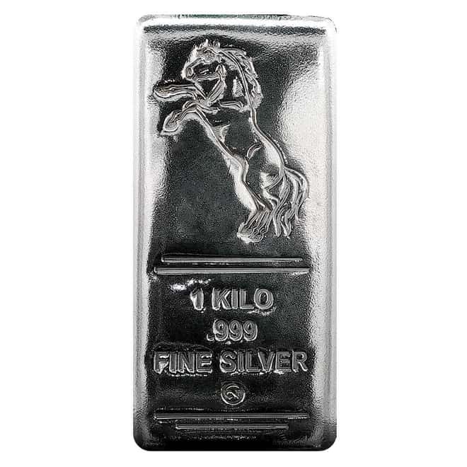 1 Kilo Mustang Silver Cast Bar .999 Fine