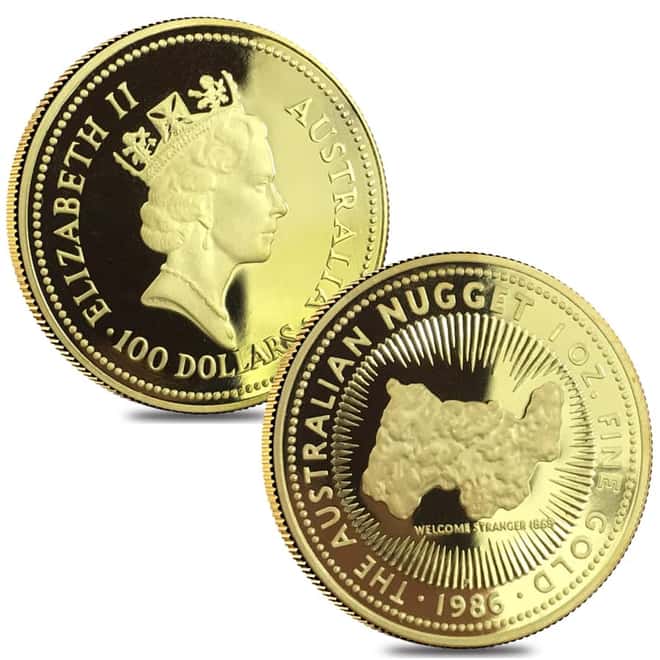 1986 1.85 oz Australian Nugget Proof Gold 4-Coin Set (w/Box & COA)