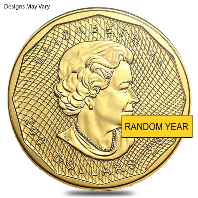1 oz Canadian Gold Maple Leaf $200 Coin .99999 Fine BU (Random Year/Design)