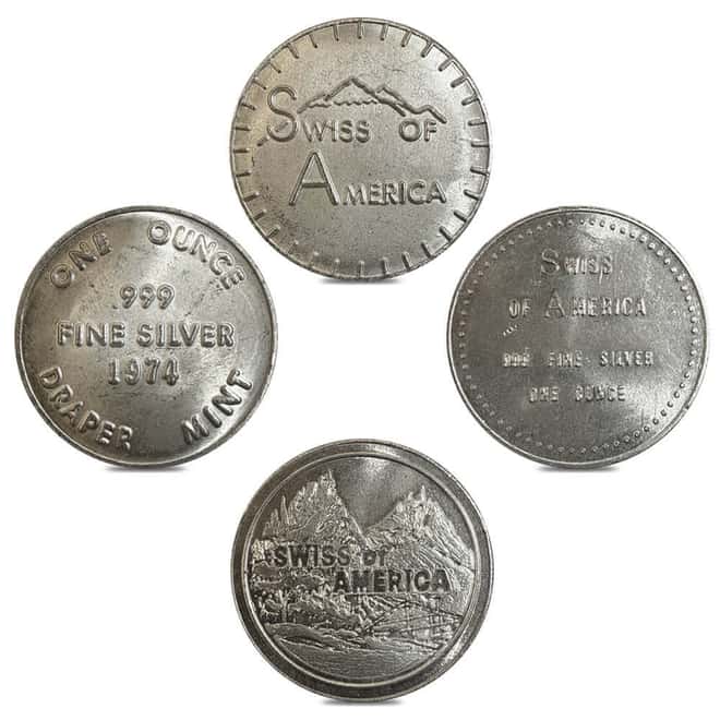 1 oz Draper Mint Swiss of America Vintage Silver Round .999 Fine (Random Design)
