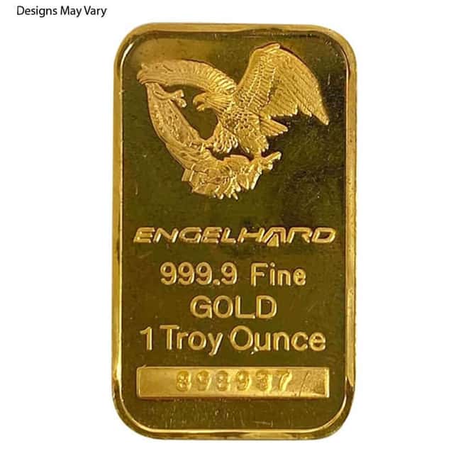 1 oz Engelhard Gold Bar .9999 Fine