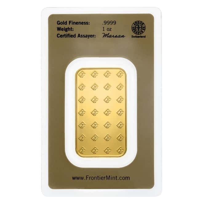 1 oz Frontier Mint Gold Bar .9999 Fine (in Assay)