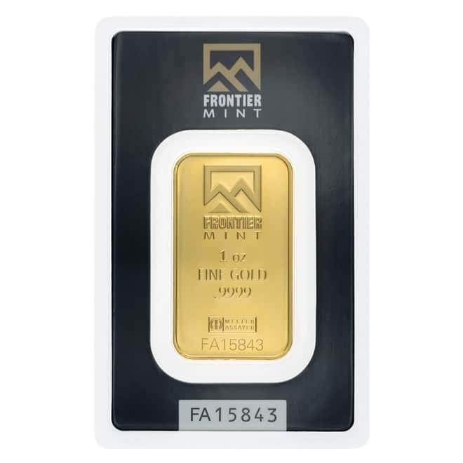 1 oz Frontier Mint Gold Bar .9999 Fine (in Assay)