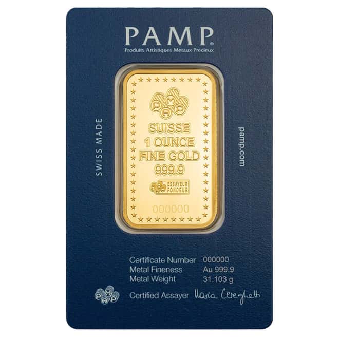 1 oz PAMP Suisse American Icons Buffalo Gold Bar .9999 Fine (in Assay)