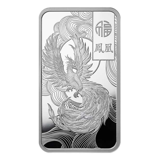 1 oz PAMP Suisse Good Luck Phoenix Silver Bar .9999 Fine (in Assay)