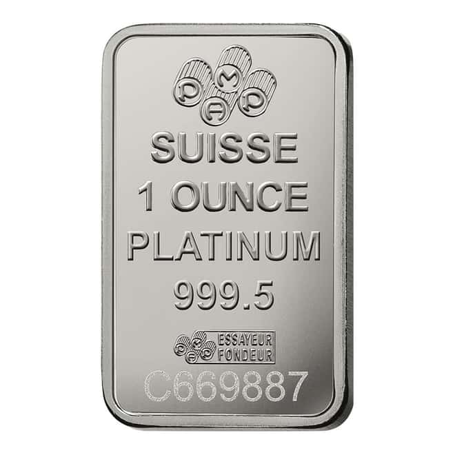 1 oz PAMP Suisse Lady Fortuna Platinum Bar .9995 Fine (in Assay)