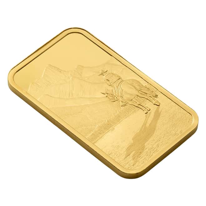 1 oz PAMP Suisse Reflections of Canada Rocky Mountain Cowboy Gold Bar .9999 Fine (in Assay)