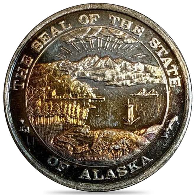 1 oz Seal of the State of Alaska Silver Round .999 Fine (Random Design)