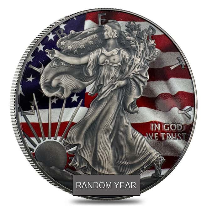 1 oz Silver American Eagle $1 Colorized Coin (Random Year)
