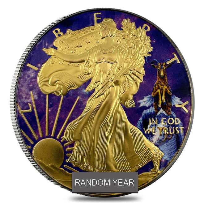 1 oz Silver American Eagle $1 Colorized Coin (Random Year)
