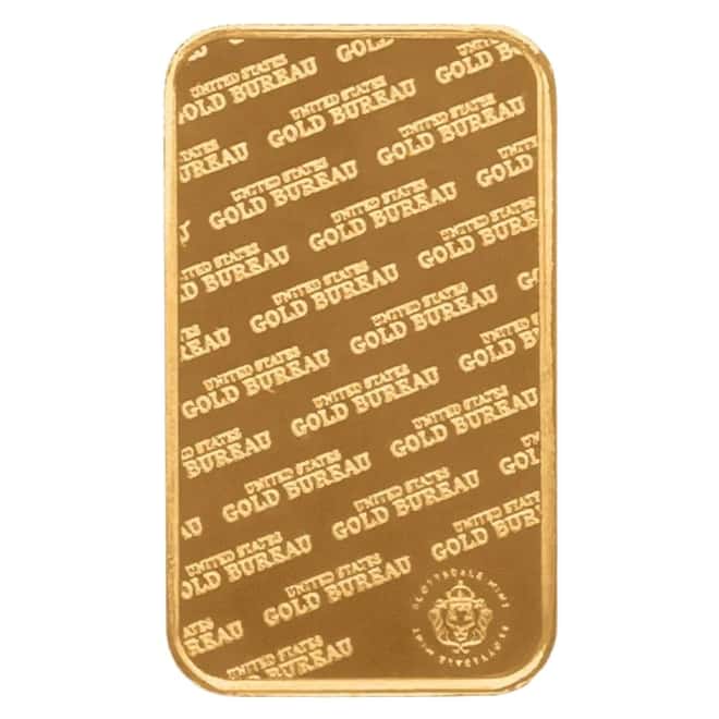 1 oz United States Gold Bureau Gold Bar .9999 Fine (in Assay)